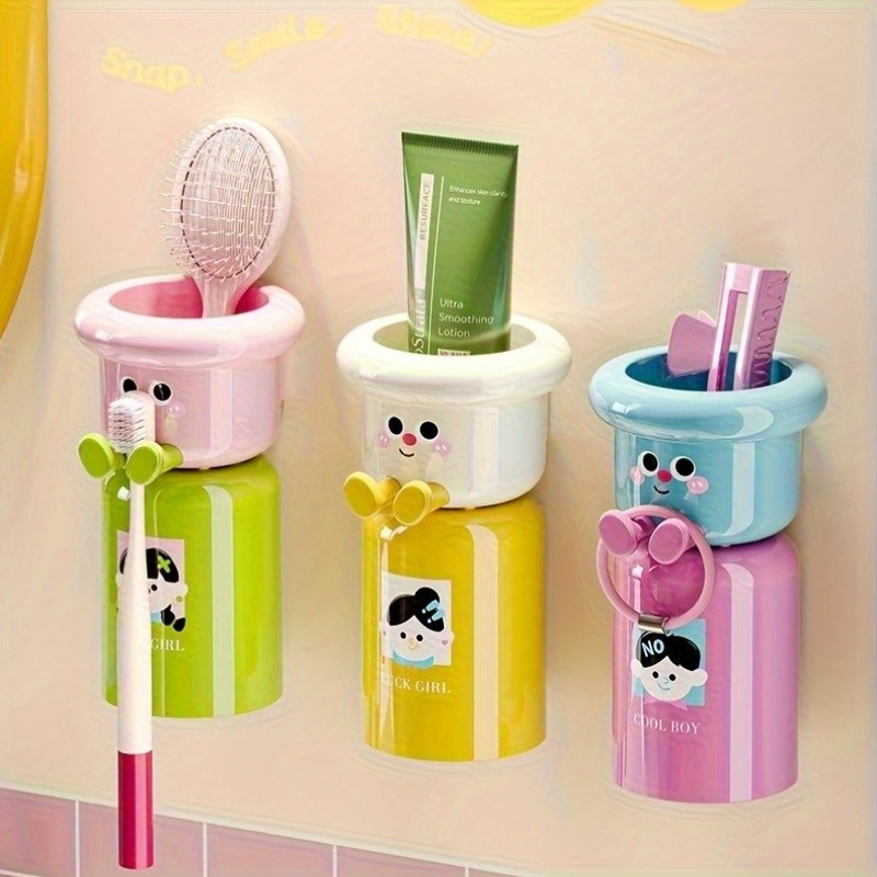 Wall-Mounted Toothbrush Holder with Magnetic Cup, Space-Saving Bathroom Organizer for 36 Festive Occasions, Plastic Material, Ideal for Holiday Decor, Bathroom Organizers And Storage, Toothbrush Holder For Bathroom, Toothbrush Holder Wall Mounted, Toothbrush Holder Pink, Toothbrush Holder, Magnetic Mouthwash Cup, Bathroom Set\u002Faccessory, Bathroom Soap Dispenser, Toilet Accessory