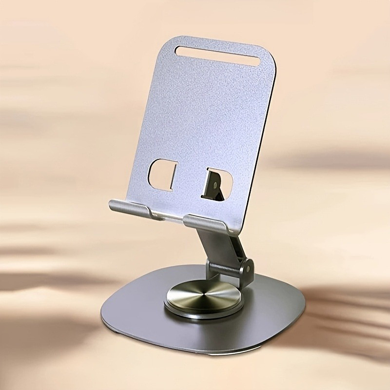 Metal Phone Stand - Waterproof, 360° Rotating Desktop Holder with 2-Section Adjustable Folding Design, Suitable for Office and Bedside Use. Suitable for All Seasons, Phone Stand, Desktop Phone Holder, Desktop Stand, Aluminum Laptop Base, Mobile Stand Holder, Tablet Holder, Tablet Stand, Handy Stand, Desk Accessory