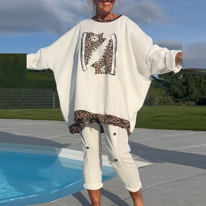 Fashion Pattern Printed High Street Set Autumn Winter Women's Casual O Neck Long Sleeve Hoodie Outfit New Slim Fit Pants Suits