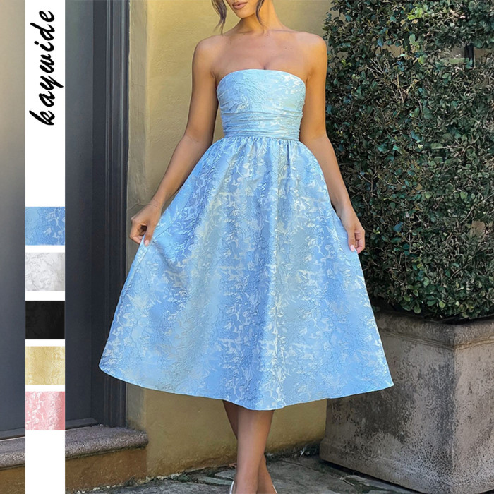 New Party Evening Strapless Dress for Women Socialite Style Formal Gown Cocktail Wear Women's Fashion