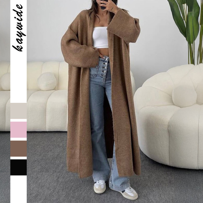 Women's Jackets Women Clothes Jacket Autumn Winter Coat Fashion Long-Sleeve Knit Coat Trench Coat Sweater Women's Clothing