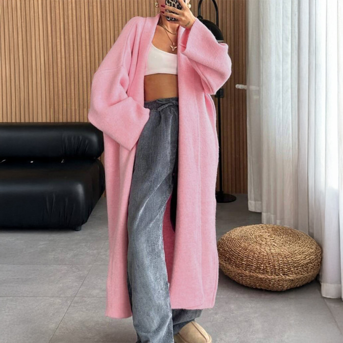 Women's Jackets Women Clothes Jacket Autumn Winter Coat Fashion Long-Sleeve Knit Coat Trench Coat Sweater Women's Clothing
