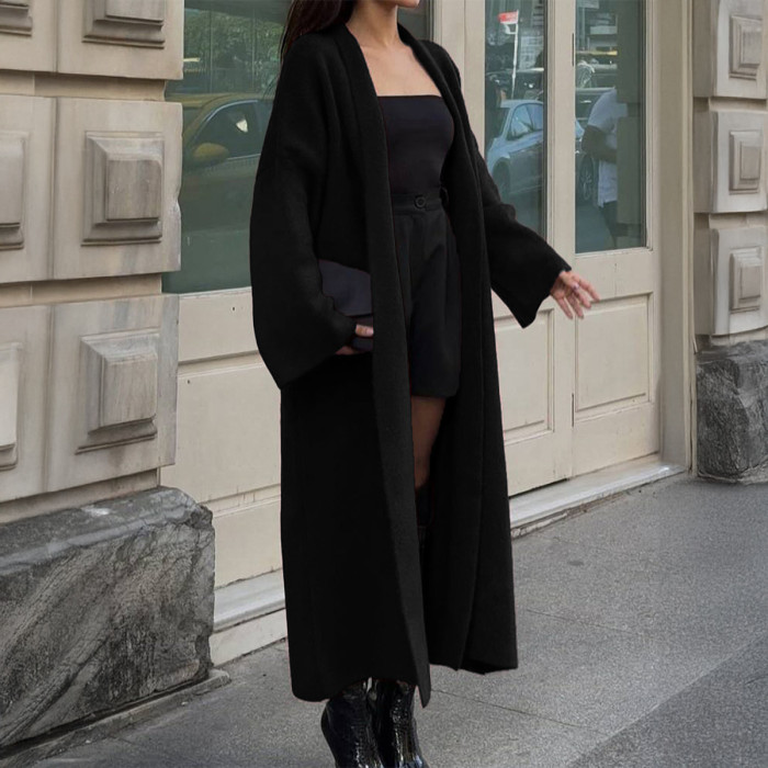 Women's Jackets Women Clothes Jacket Autumn Winter Coat Fashion Long-Sleeve Knit Coat Trench Coat Sweater Women's Clothing