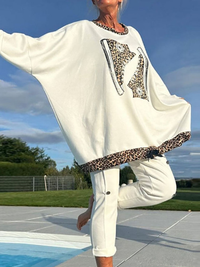 Fashion Pattern Printed High Street Set Autumn Winter Women's Casual O Neck Long Sleeve Hoodie Outfit New Slim Fit Pants Suits