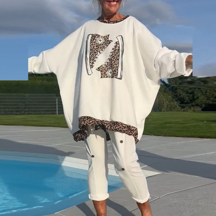 Fashion Pattern Printed High Street Set Autumn Winter Women's Casual O Neck Long Sleeve Hoodie Outfit New Slim Fit Pants Suits