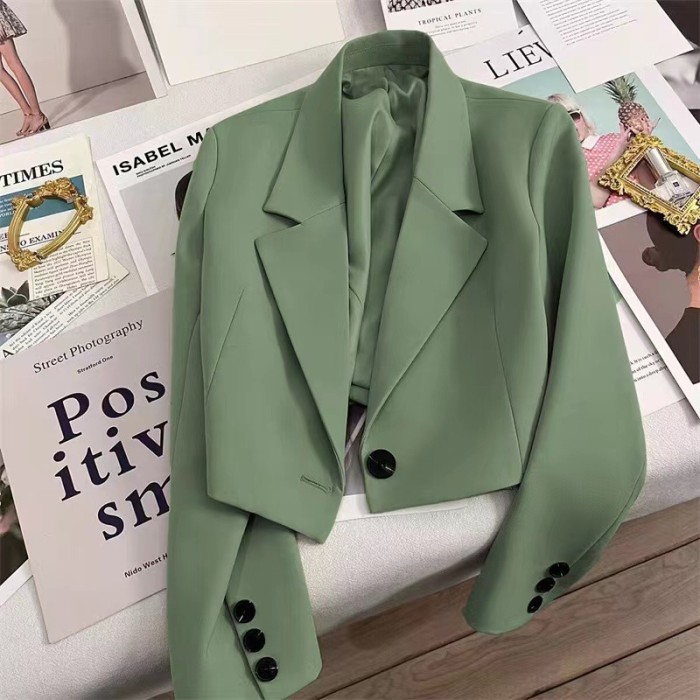 💼Chic Solid Color Lapel Short Blazer 💫 Elegant Autumn Winter Commuting Outerwear for Women
