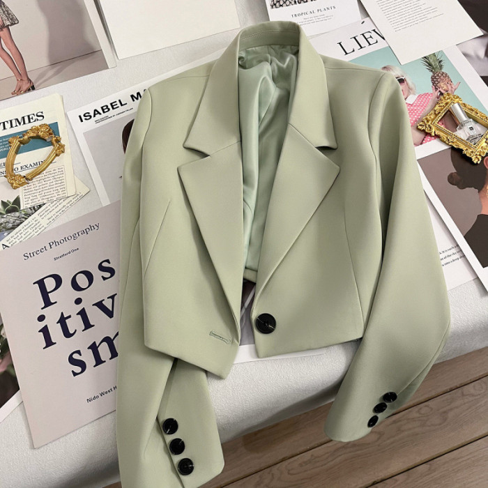 💼Chic Solid Color Lapel Short Blazer 💫 Elegant Autumn Winter Commuting Outerwear for Women