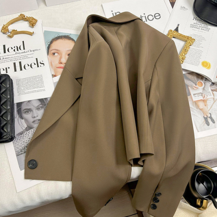 💼Chic Solid Color Lapel Short Blazer 💫 Elegant Autumn Winter Commuting Outerwear for Women