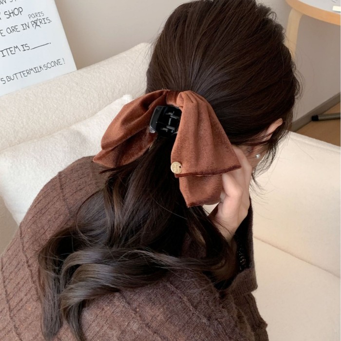 🎀 Luxury Velvet Bow Shark Clip – Elegant Deep Purple Hairpin for Buns, Ponytails & Formal Styling 🎀