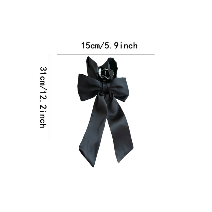 🎀 Large Elegant Bowknot Hair Clip – Black & Red Ribbon Hair Accessory for Women 🎀