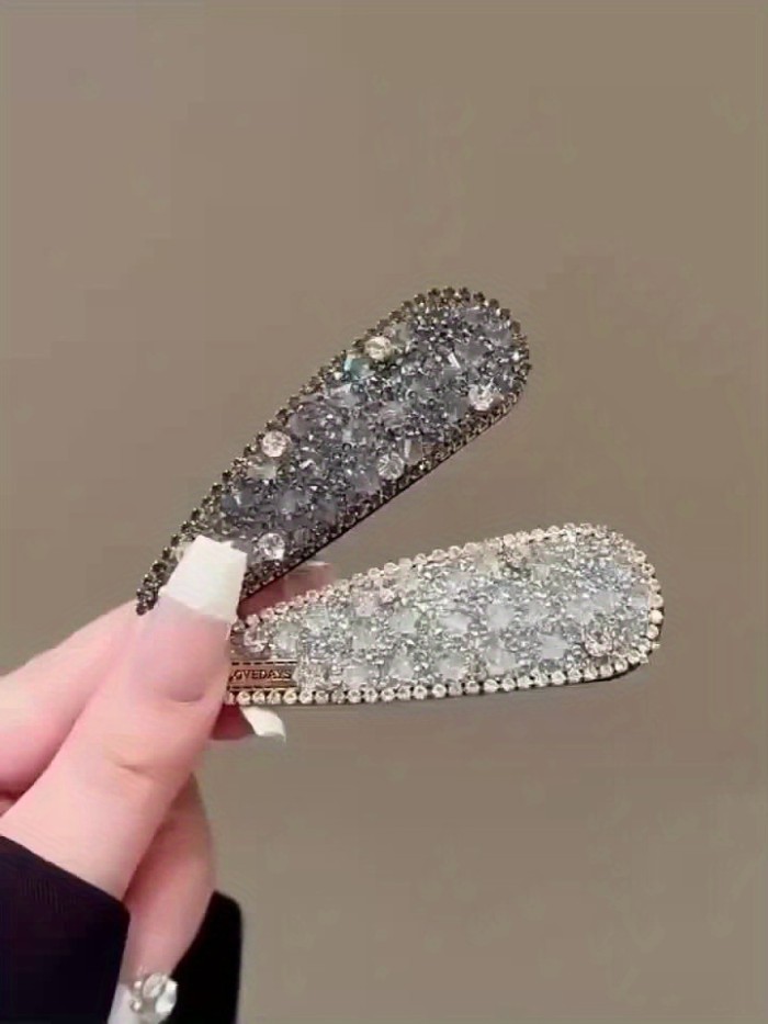 2pcs Elegant & Punk Rhinestone Hair Clips - Sparkling -Adorned Hair Claw Clips with Teeth for Braids, Ponytails, Buns - Heavy Duty Hairpins for, Wedding Party Prom (No Hair Clips)