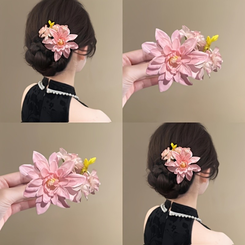 🌼 Retro Lily Flower Hair Clips – French Countryside Elegance in Bloom