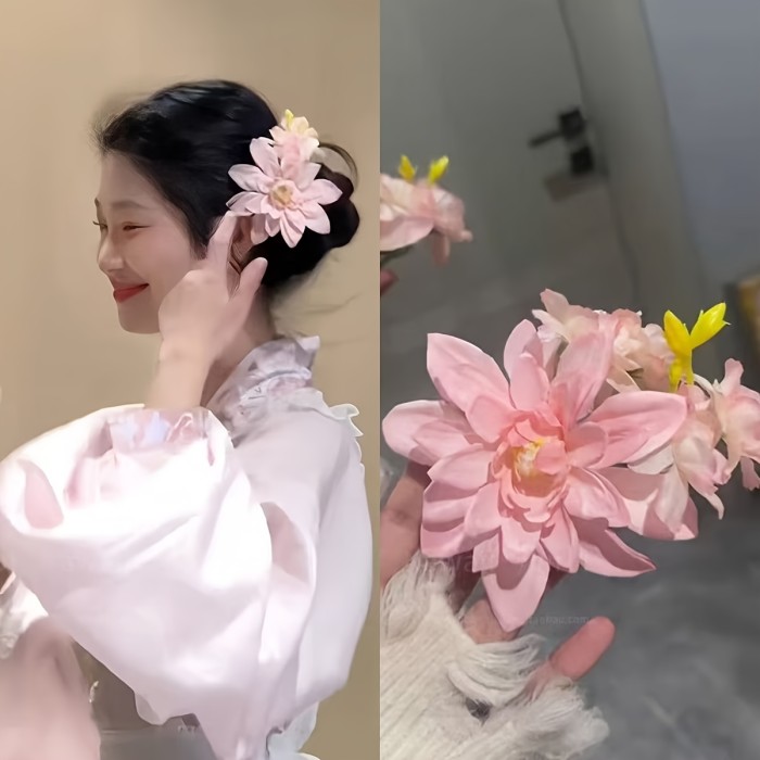 🌼 Retro Lily Flower Hair Clips – French Countryside Elegance in Bloom