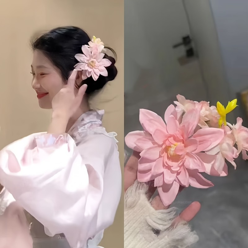 2 Hair Clips for Spring And Summer, Super Fairy Countryside Retro Style Simulation, Three-dimensional Lily Flower Duckbill Clip, French Elegant And High-end Feeling, Women'S Back Of The Head, Coiled Hair, Shark Clip