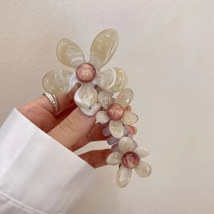 5pcs Set Women's Resin Flower Braids - Clear\u002FGreen\u002FBrown\u002FPink\u002FBlack Braiding Hair Elastics with Multi-Color Pastel & Natural Beads, All-Season Braiding Hair Accessories for Braids, Buns, Ponytails, Fishtails - Durable & Flexible Resin Hair Elastics (No Feathers\u002FNon-Toxic) - Multi-Color Options (Pink, Green, Brown, Clear, Black) - Braiding Hair for Braids & Buns