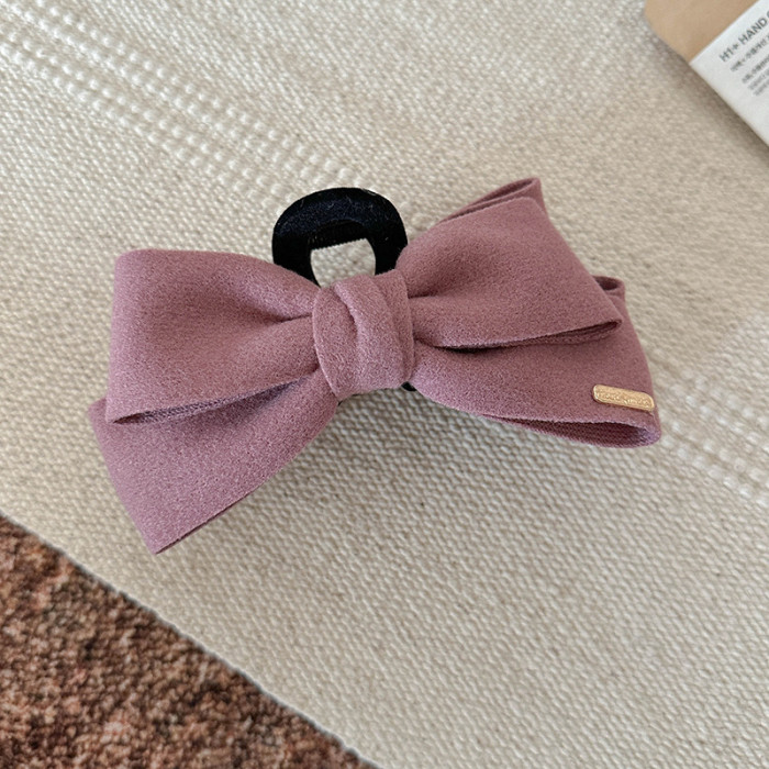 🎀Large Retro Black Bow Hair Clip – Vintage Brown-Center Shark Clip for Elegant Fall & Winter Hairstyles