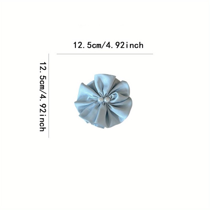 🌸 Elegant Pearl Satin Flower Hair Clip – Soft Pleated Round Design for Weddings & Parties 🌸