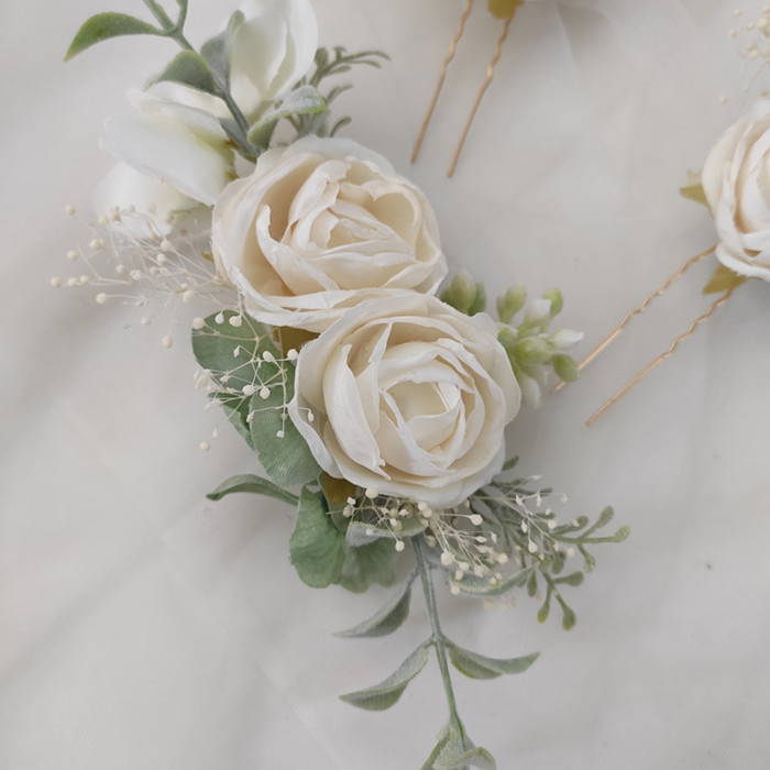 Wedding Flower 3pcs Bridal Rose Flower Headdress Set | Artificial Flower Decoration, Wedding Gift, Suitable for Wedding Decoration Beautiful Women