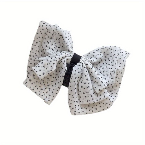 Women's Elegant Korean Hair Clip - Large Non-Slip Shark grip, Black & Polka Dot bow, Half-Up\u002FPonytail\u002FBun Hairstyles for Formal & Everyday Events - Hair Accessory