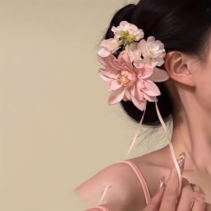 🌼 Retro Lily Flower Hair Clips – French Countryside Elegance in Bloom