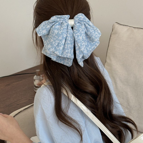 🎀 Large Loose Bow Hair Clip – Smudge-Free White/Green Ribbon Accessory for Voluminous Ponytails & Braids 🎀