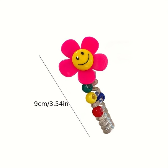 🌼4pcs Sweet Sunflower Phone-Cord Hair Ties – Cute Bubble Braid Creator Rings for Summer Ponytails & Braids