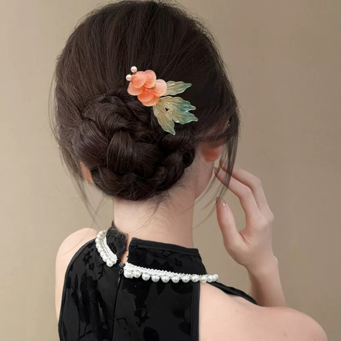 1pc Fish Shadow Dance Super Fairy Hairpin - Chinese Style Carp Headpiece with 6 Iridescent Tones, Elegant Side Clamp Hair Ornament for Women, Perfect Gift for Halloween, Parties & Themed Events, Halloween Hair Accessory, Iridescent Finish
