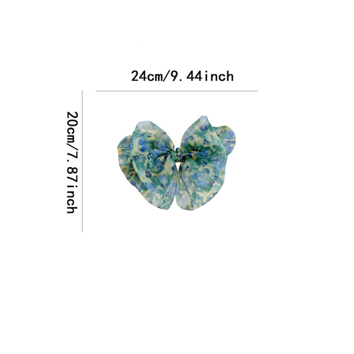 🎀 Large Loose Bow Hair Clip – Smudge-Free White/Green Ribbon Accessory for Voluminous Ponytails & Braids 🎀