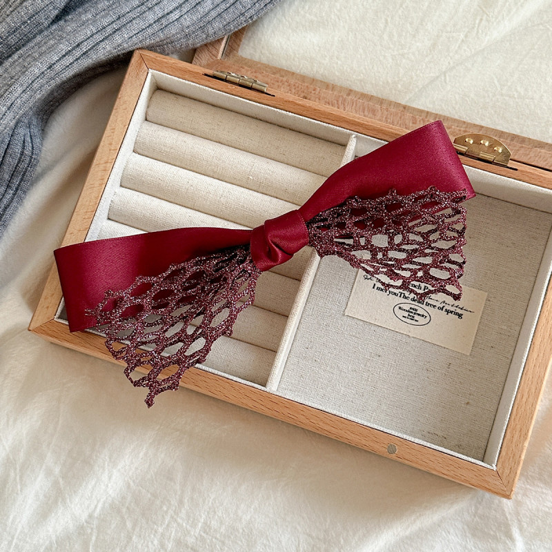 🎀 Deep Red Bowknot Hair Clip – Sweet & Elegant Hairpin for Daily Wear and Special Moments 🎀