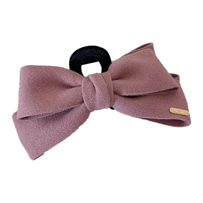 🎀Large Retro Black Bow Hair Clip – Vintage Brown-Center Shark Clip for Elegant Fall & Winter Hairstyles