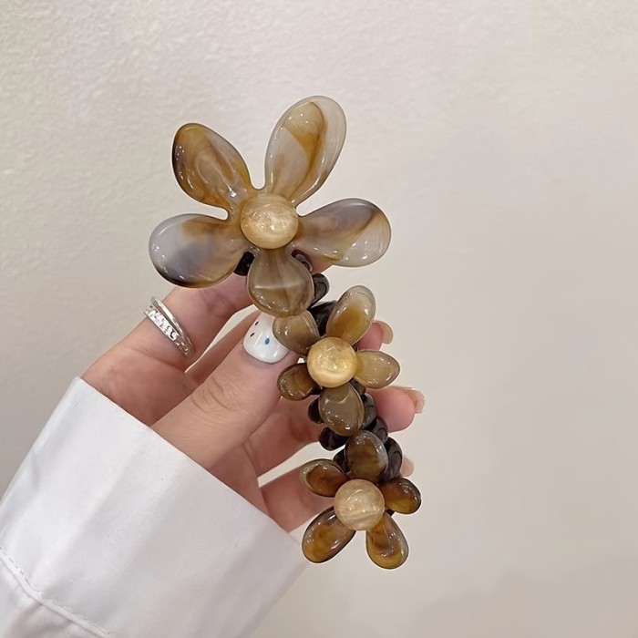 5pcs Set Women's Resin Flower Braids - Clear\u002FGreen\u002FBrown\u002FPink\u002FBlack Braiding Hair Elastics with Multi-Color Pastel & Natural Beads, All-Season Braiding Hair Accessories for Braids, Buns, Ponytails, Fishtails - Durable & Flexible Resin Hair Elastics (No Feathers\u002FNon-Toxic) - Multi-Color Options (Pink, Green, Brown, Clear, Black) - Braiding Hair for Braids & Buns