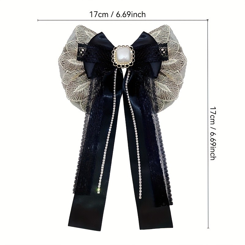 1pc Elegant Bow Hair Clip with Long Tassel - Black & Golden Accents, Secure Hold for Ponytails, Buns, Braids - Valentine'S Day Gift, Everyday & Formal Hairstyle Accessory, Hair Accessories, Bunmaking Accessory, Sophisticated Design, Durable Hairpin, Ponytail Holder, Stylish Hairpin, Highquality Hairpin, Decorative Hairpin, Fashion Lovers