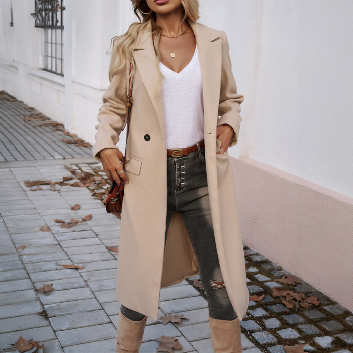 Women's Long Single-Breasted Casual Coat – Autumn & Winter Button-Detail Outerwear 🍂