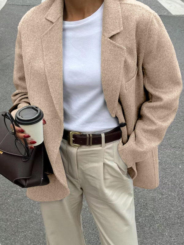 Elegant Solid Color Blazer – Chic Long Sleeve Coat for Women ✨