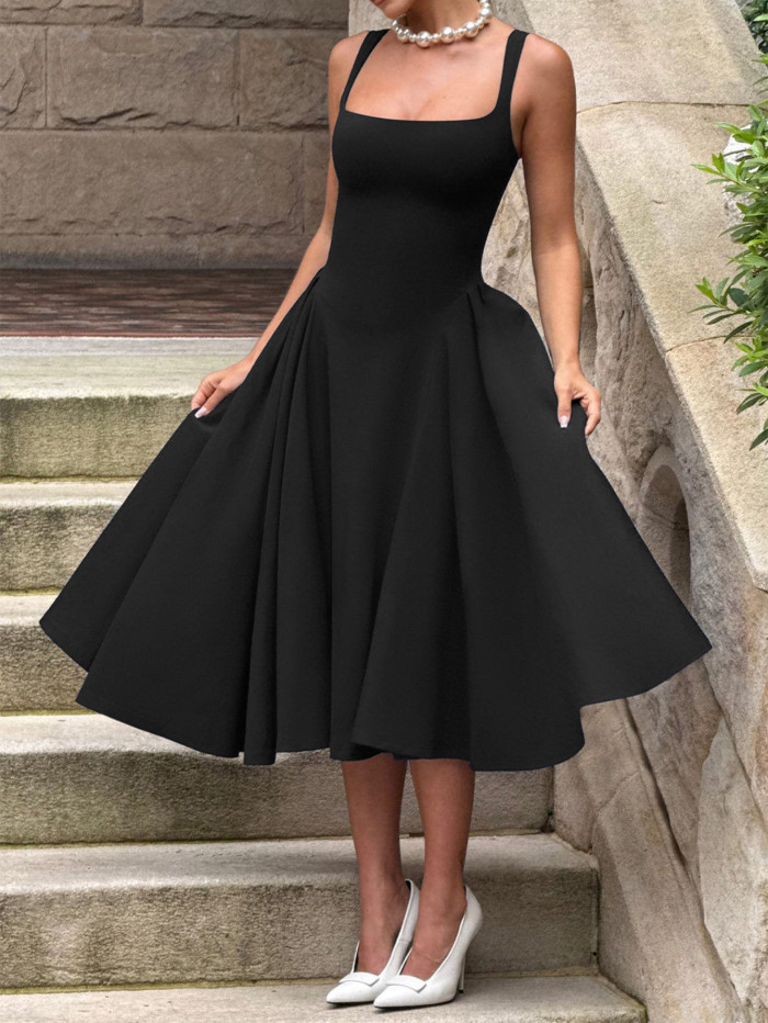 Elegant French-Style Strap Dress – Sexy Sleeveless Bodycon Evening Gown for Women 🌸
