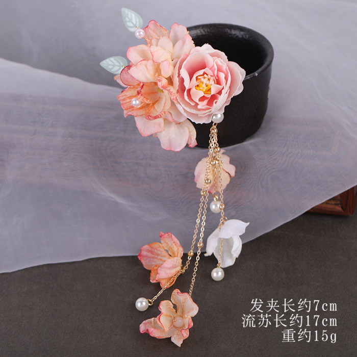 🌺 Elegant Vintage Floral Tassel Hair Clip
