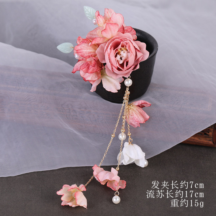 🌺 Elegant Vintage Floral Tassel Hair Clip