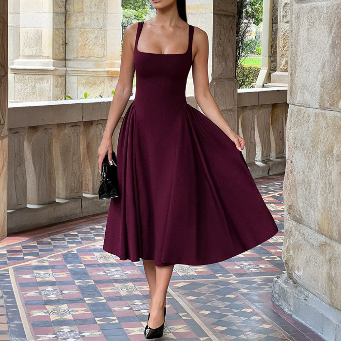 Elegant French-Style Strap Dress – Sexy Sleeveless Bodycon Evening Gown for Women 🌸