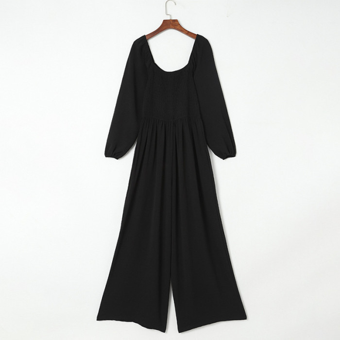 Elegant Square Neck Jumpsuit ✨ | Women’s High-Waist Wide-Leg One-Piece