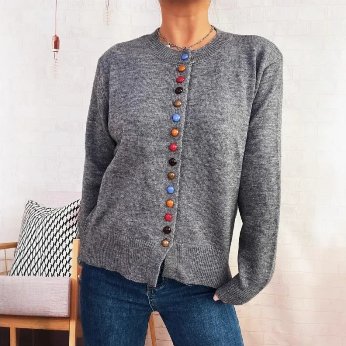 Autumn/Winter Colorful Button Knit Cardigan ✨ | Elegant Commuting Sweater Jacket