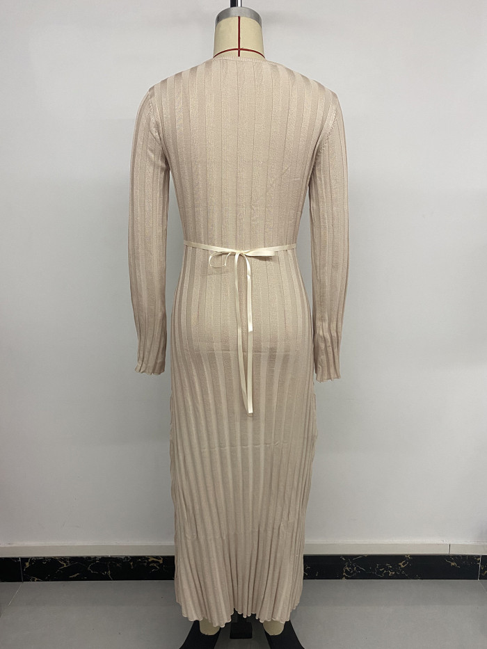 ✨ V-Neck Slim Knit Dress – Long-Sleeve Casual Elegant Style for Effortless Chic
