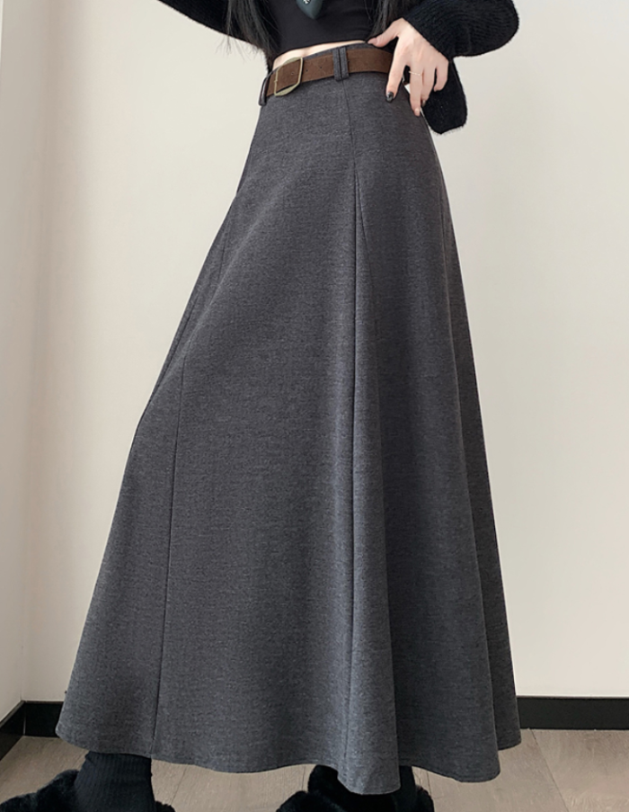 Faux Woolen Skirts For Office Ladies Casual Loose  High Waist Midi Skirt 2025 Autumn Winter Women Elegant L192