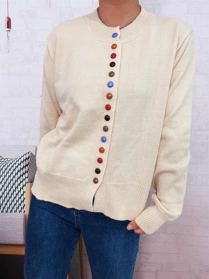 Autumn/Winter Colorful Button Knit Cardigan ✨ | Elegant Commuting Sweater Jacket