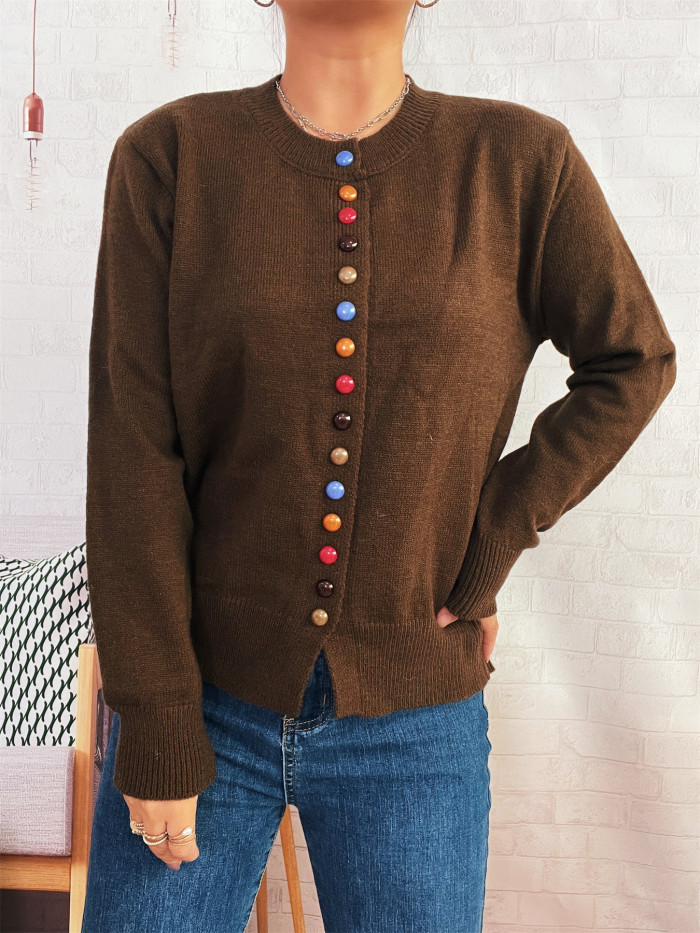 Autumn/Winter Colorful Button Knit Cardigan ✨ | Elegant Commuting Sweater Jacket
