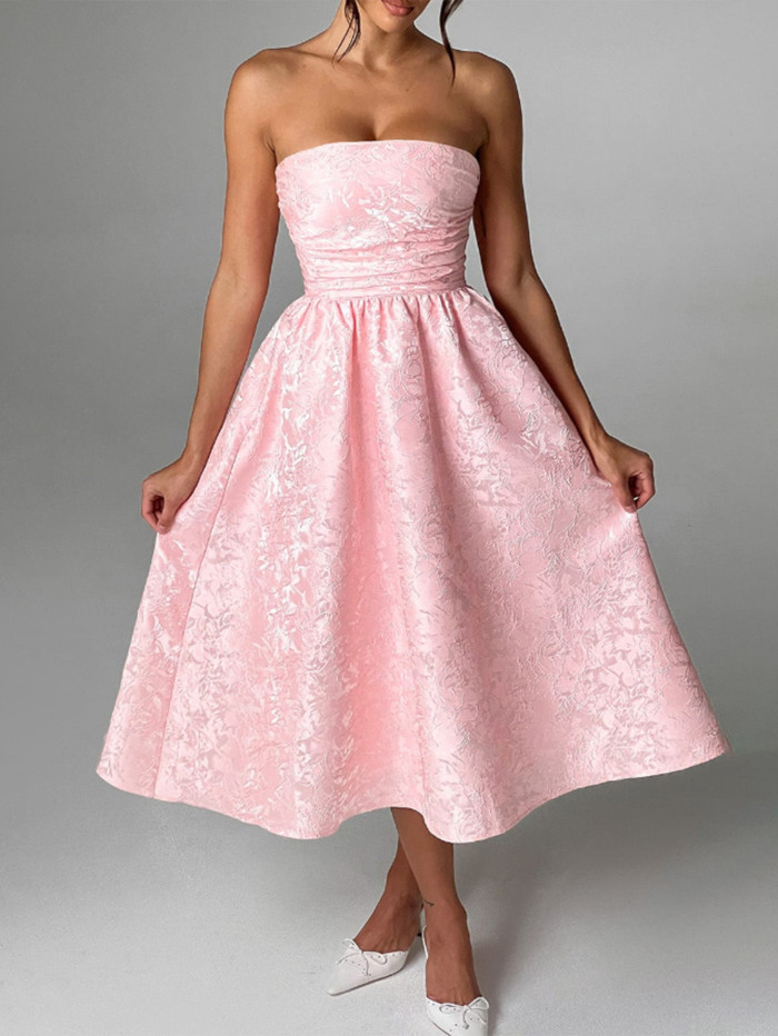 New Party Evening Strapless Dress for Women Socialite Style Formal Gown Cocktail Wear Women's Fashion