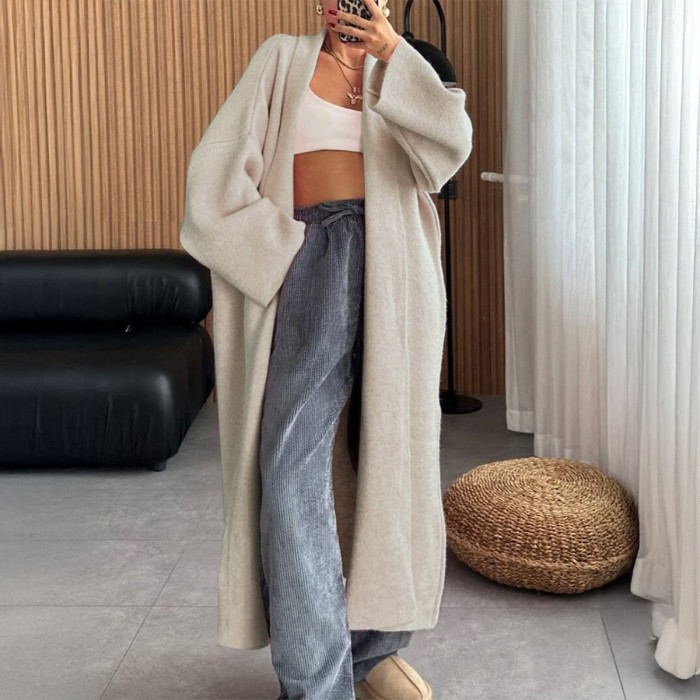 Women's Jackets Women Clothes Jacket Autumn Winter Coat Fashion Long-Sleeve Knit Coat Trench Coat Sweater Women's Clothing