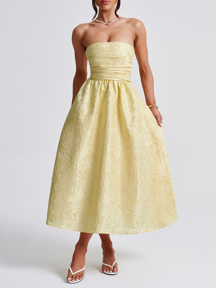 New Party Evening Strapless Dress for Women Socialite Style Formal Gown Cocktail Wear Women's Fashion