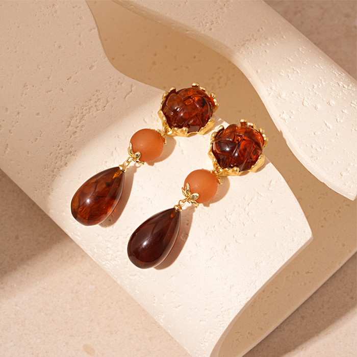 Acrylic Water Drop Geometric Vintage Elegant Women Drop Earrings Trend Fashion Jewelry Party Gifts Exquisite Accessories