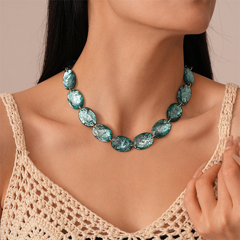 Vintage Ellipse Geometry Necklace Fashion Jewelry Women Trend Delicate Exaggerate Party Gifts Personality Accessories