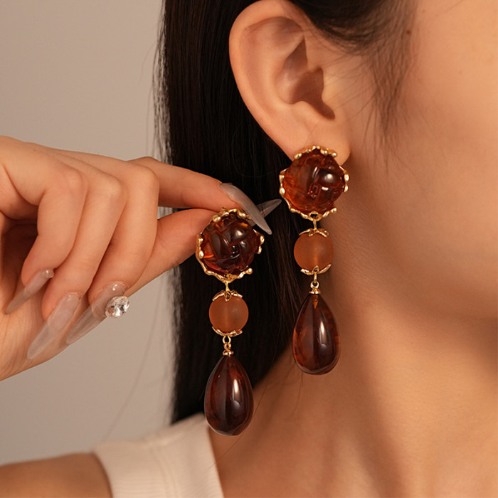 Acrylic Water Drop Geometric Vintage Elegant Women Drop Earrings Trend Fashion Jewelry Party Gifts Exquisite Accessories